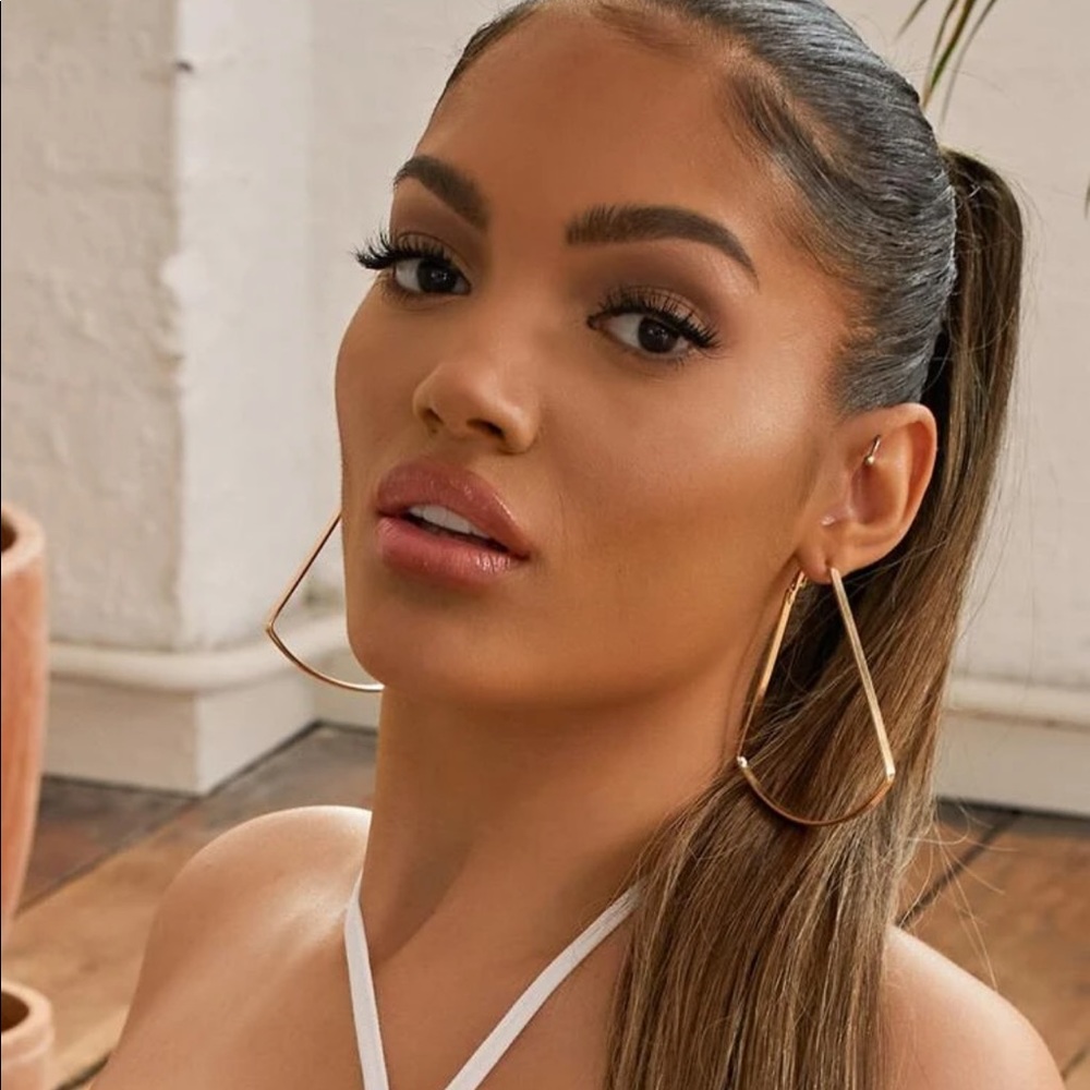 Triangle Shaped Gold Tone Earrings